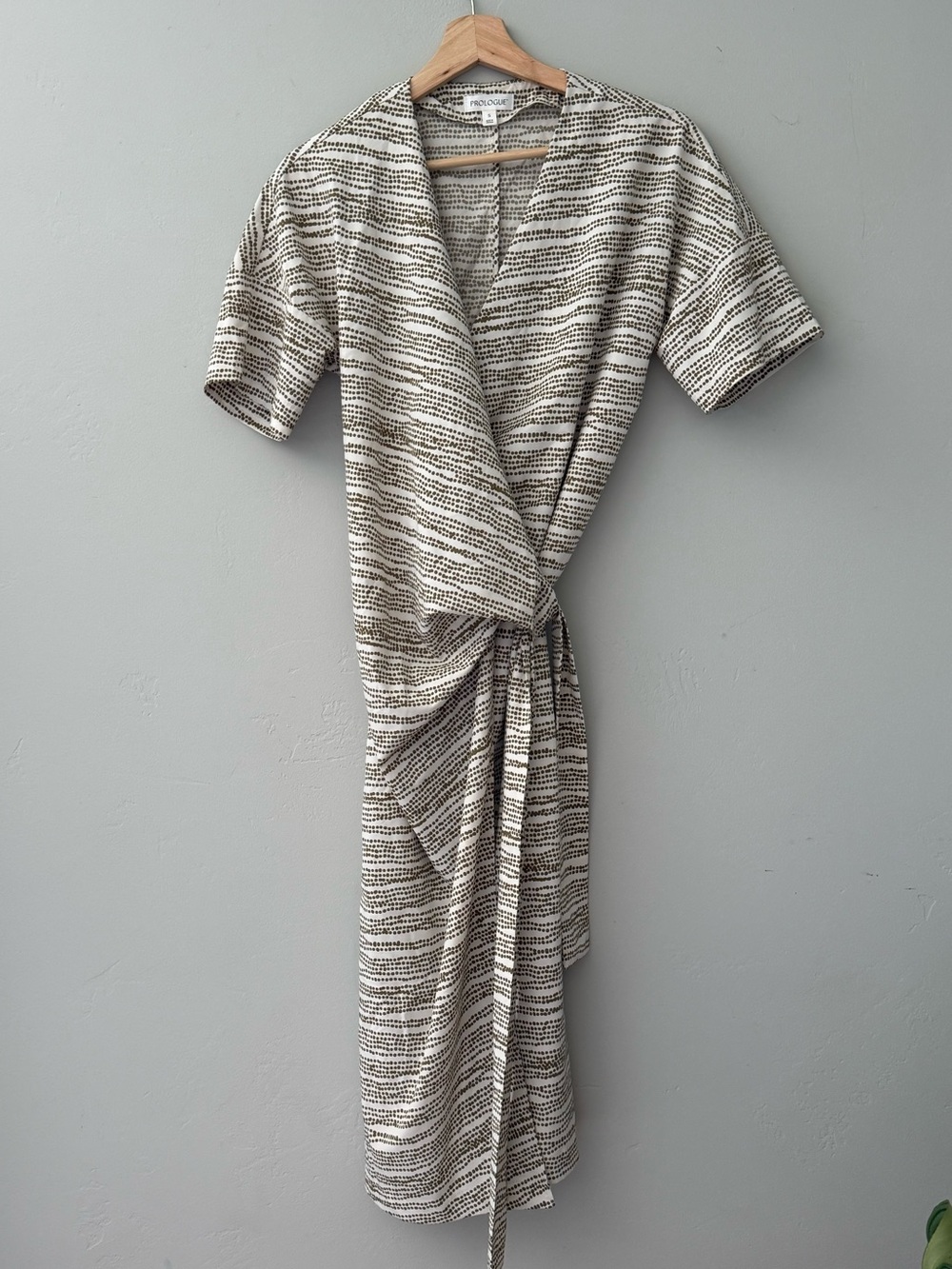 Cream & Black Wrap Midi Dress